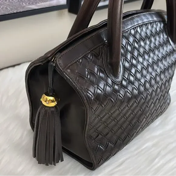 BALLY HandBag Leather Brown Gold Authentic - Picture 5 of 13